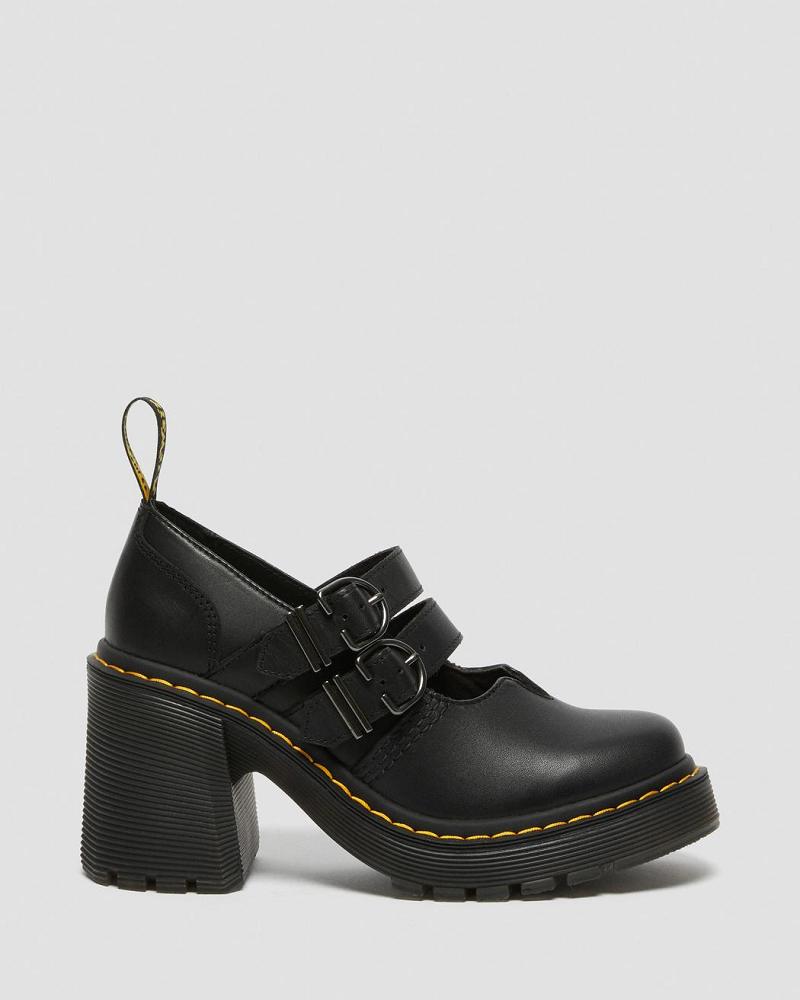 Dr Martens Eviee Sendal Lær Hælene Fritidssko Dame Svarte | Norge 668XYU